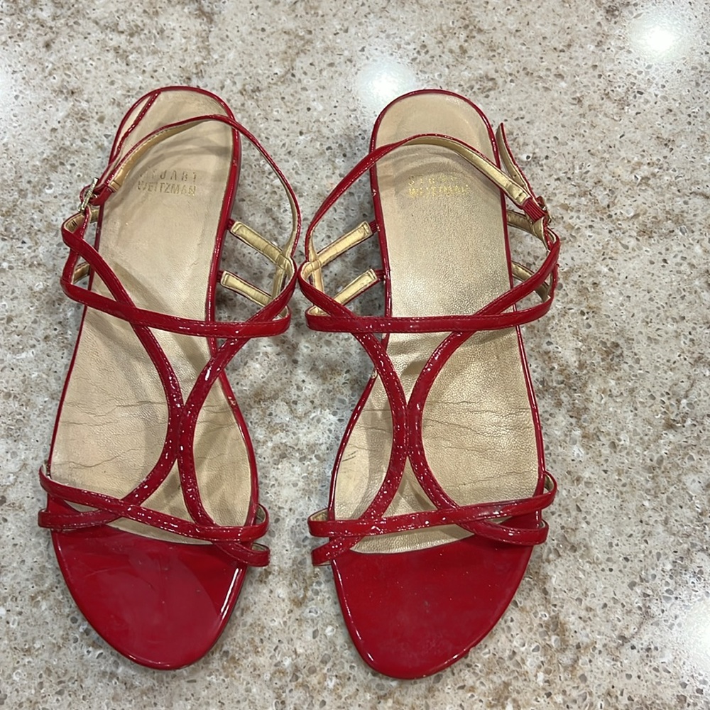 Stuart Weitzman Red Strappy Sandals